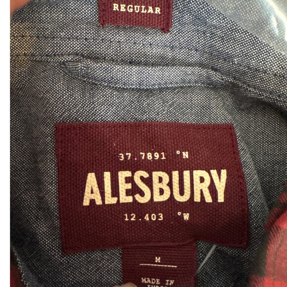 Alesbury Long Sleeve Button Up  Shirt Red Plaid Cotton Men’s Medium NWT - Picture 9 of 10